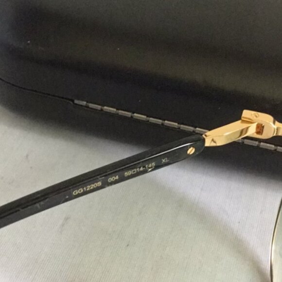 Gucci 1220 Aviator Gold & Black Sunglasses Designer - Picture 5 of 6